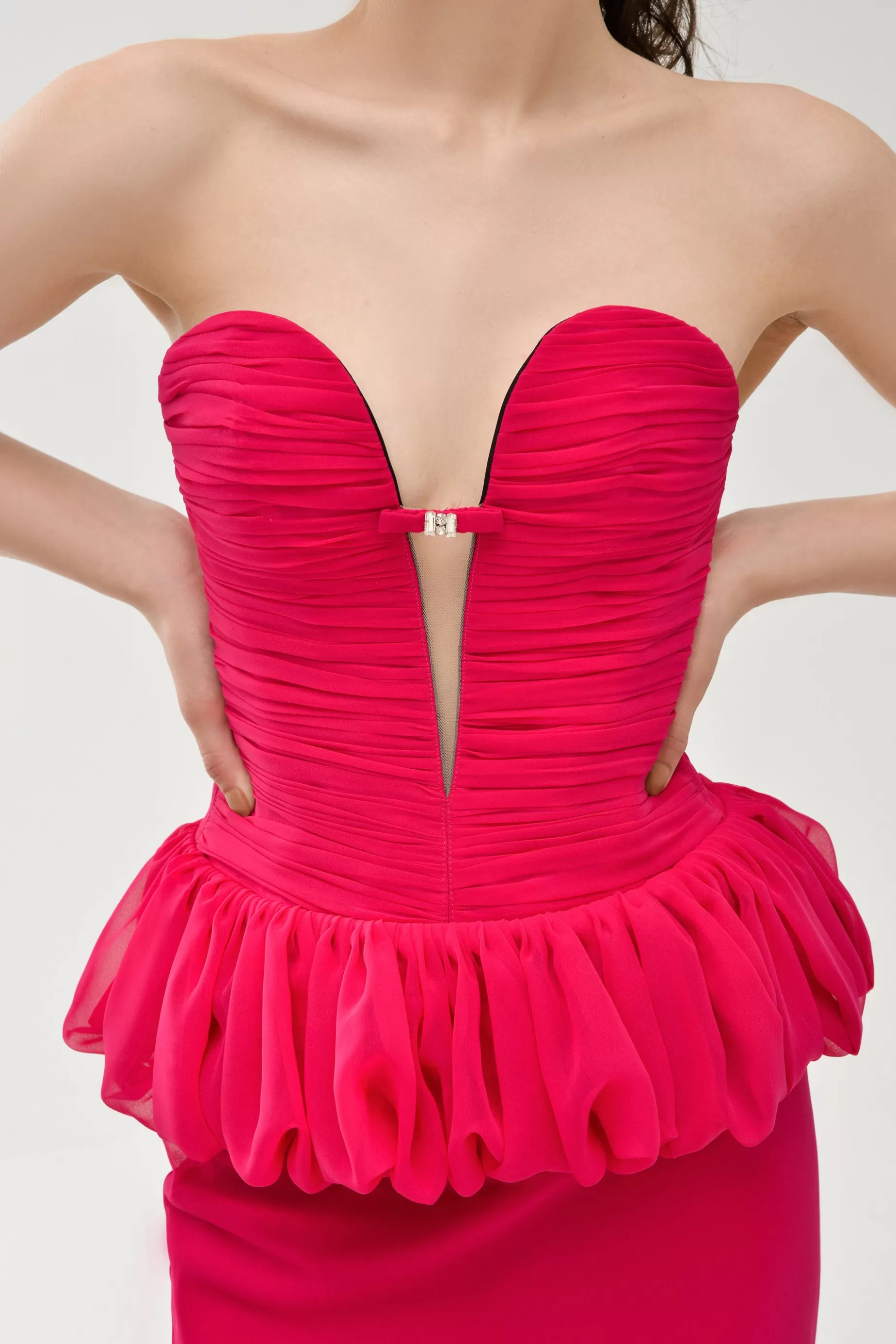 Tops<Nafsika Skourti Bomb Ruffle Corset Raspberry