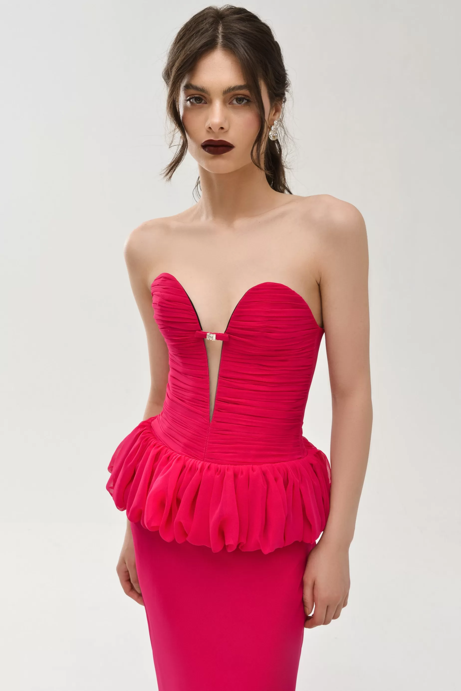 Tops<Nafsika Skourti Bomb Ruffle Corset Raspberry