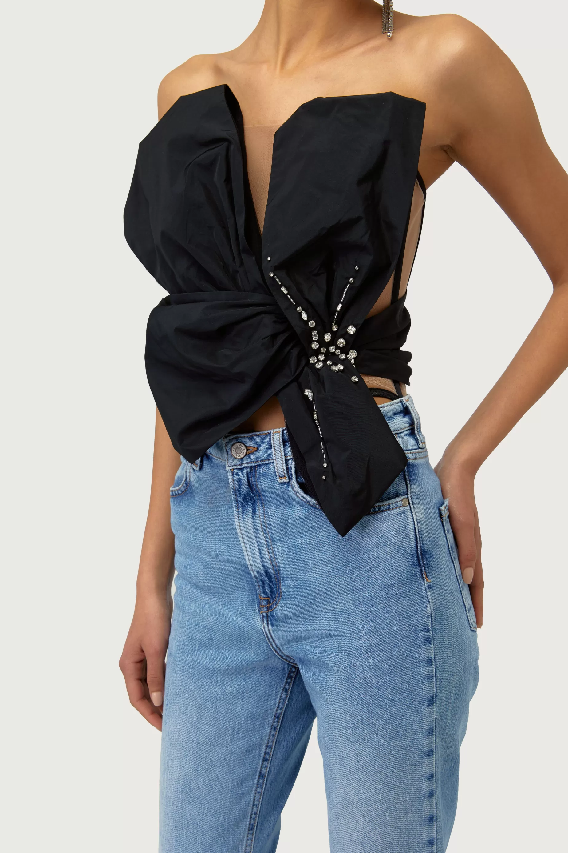 Tops<Nafsika Skourti Corset Knot Top Black