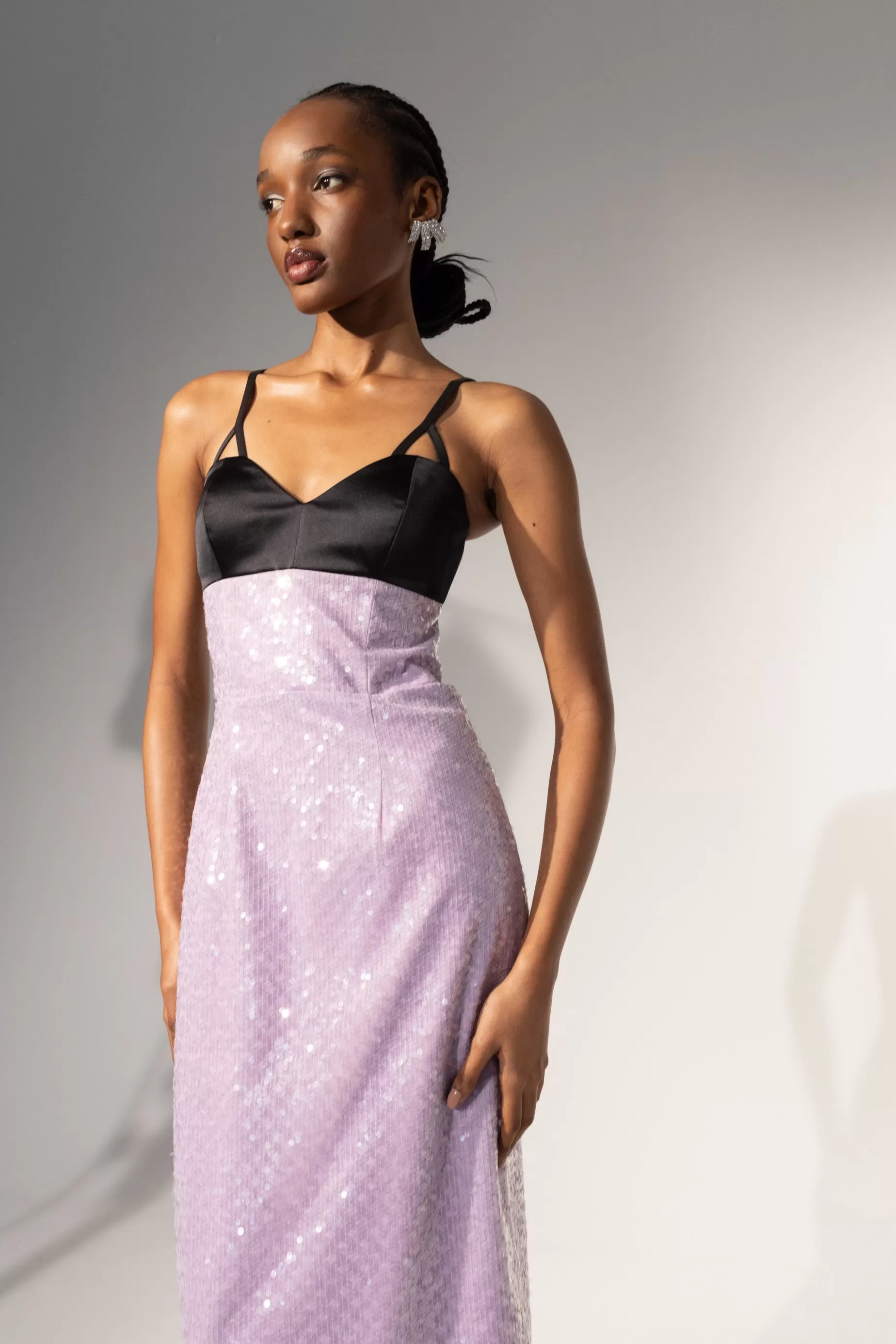 Evening Dresses<Nafsika Skourti Elvira Midi Dress Lilac / Black