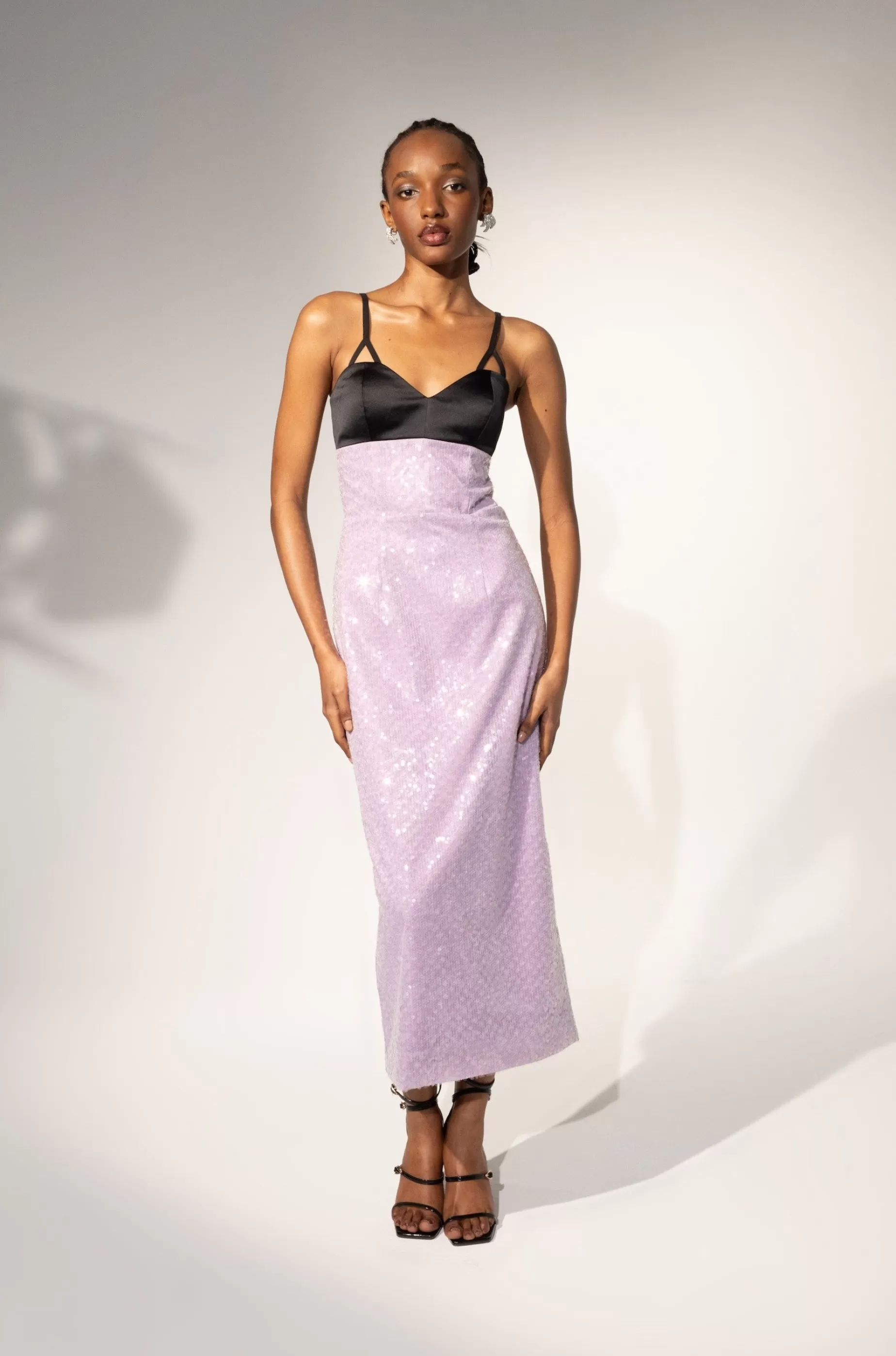 Evening Dresses<Nafsika Skourti Elvira Midi Dress Lilac / Black