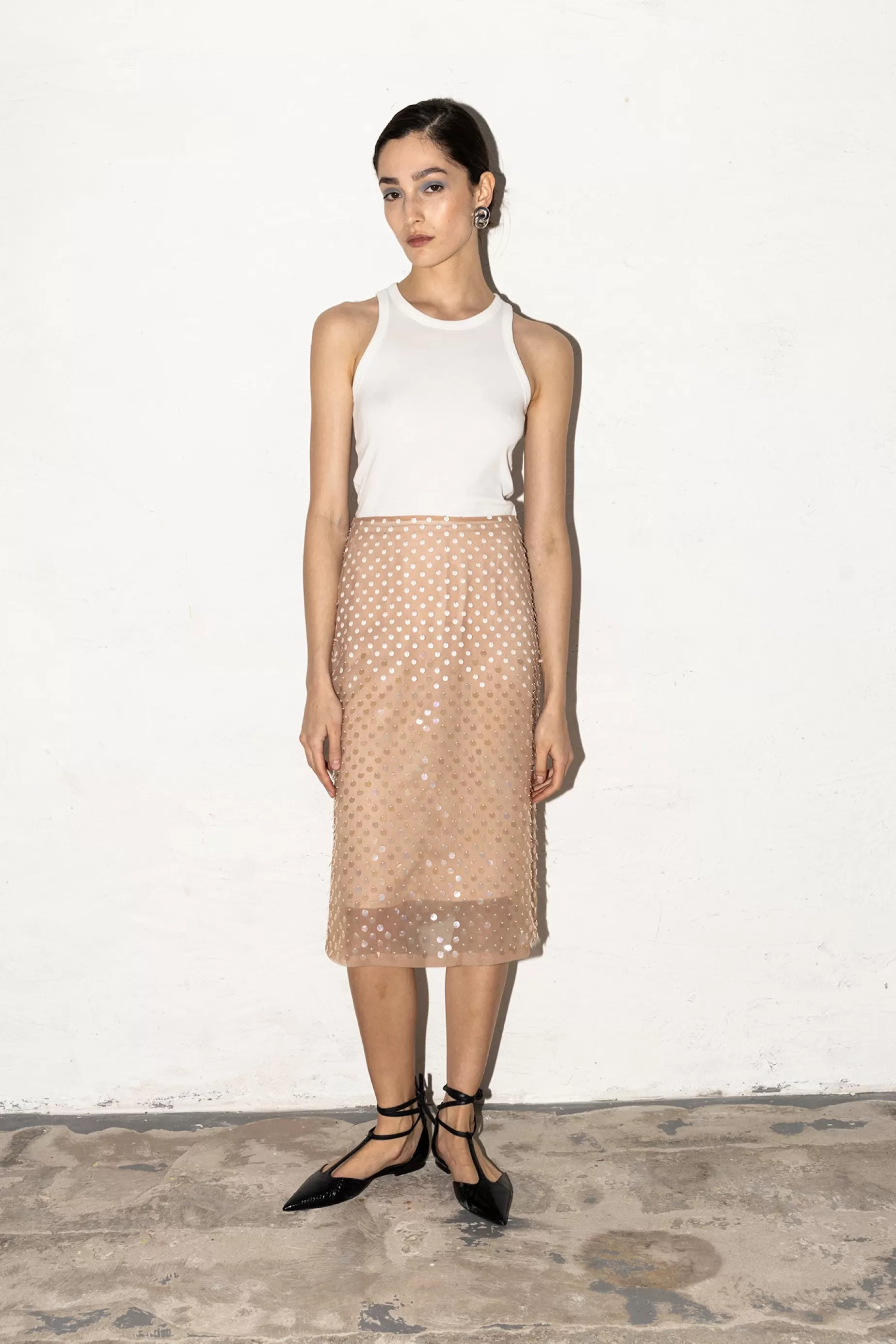 Skirts<Nafsika Skourti Embellished Juliet Skirt Nude