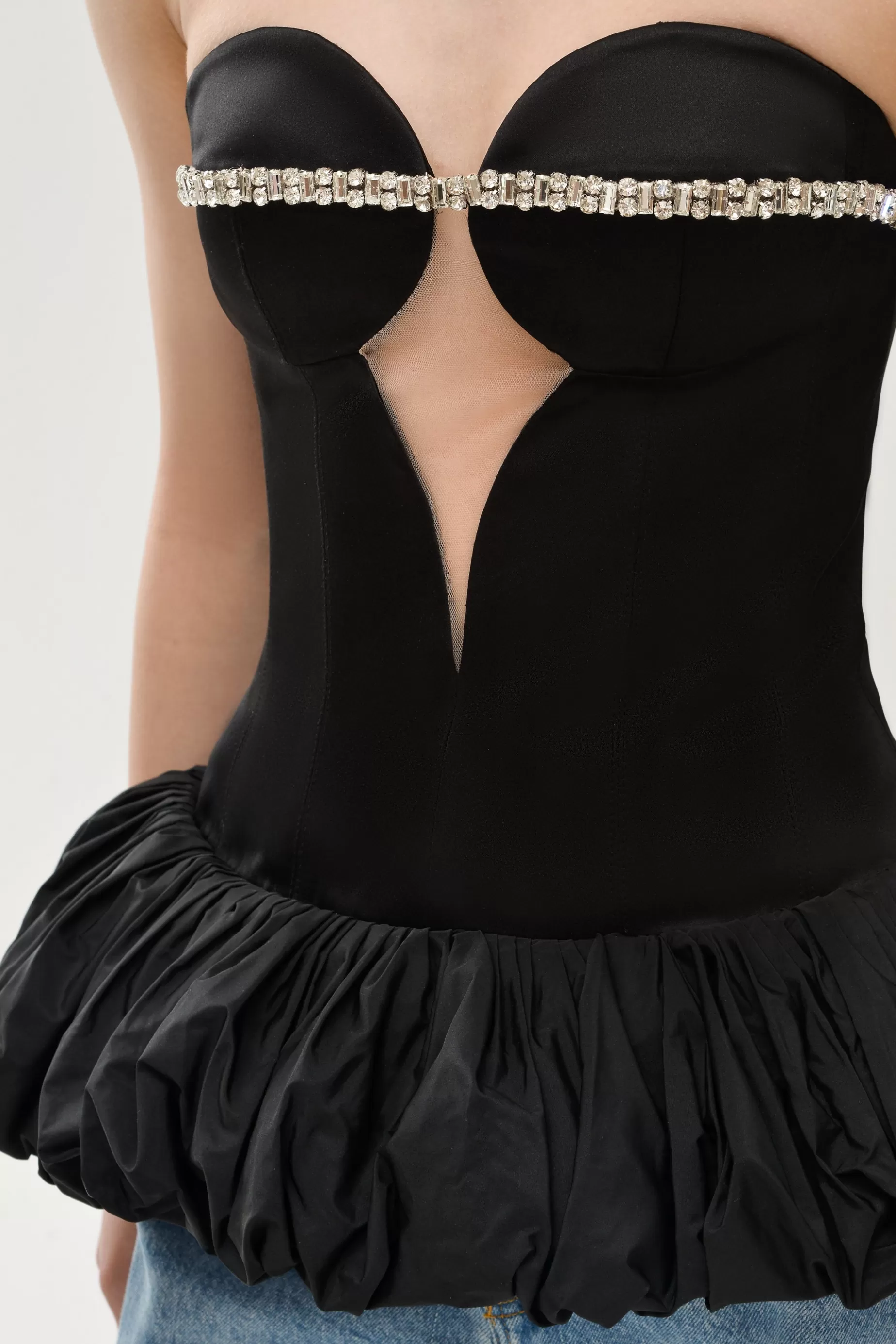 Tops<Nafsika Skourti Inner Star Ruffle With Crystal Trim Black