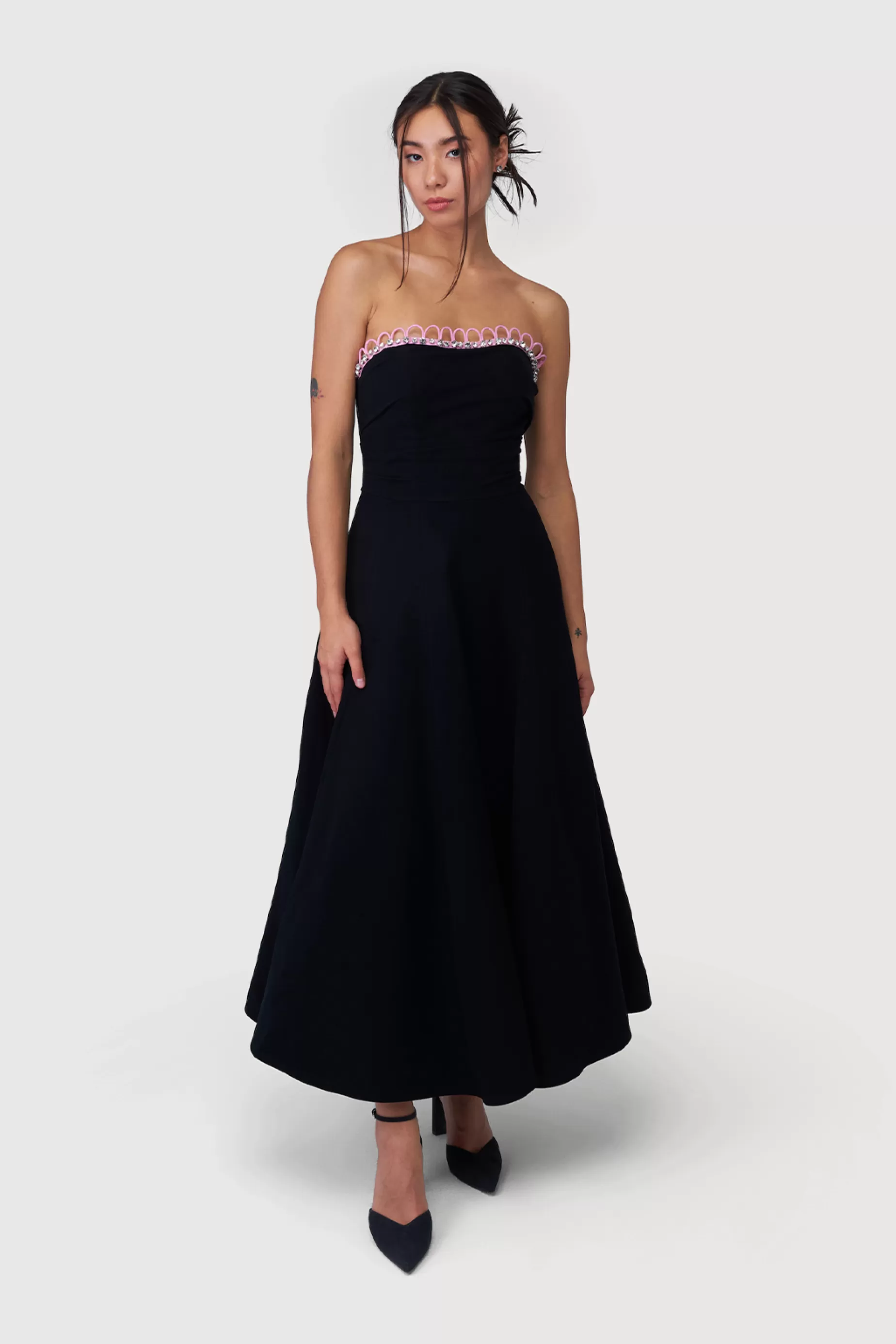 Evening Dresses<Nafsika Skourti Leo Cinderella Dress Black/Pink trim