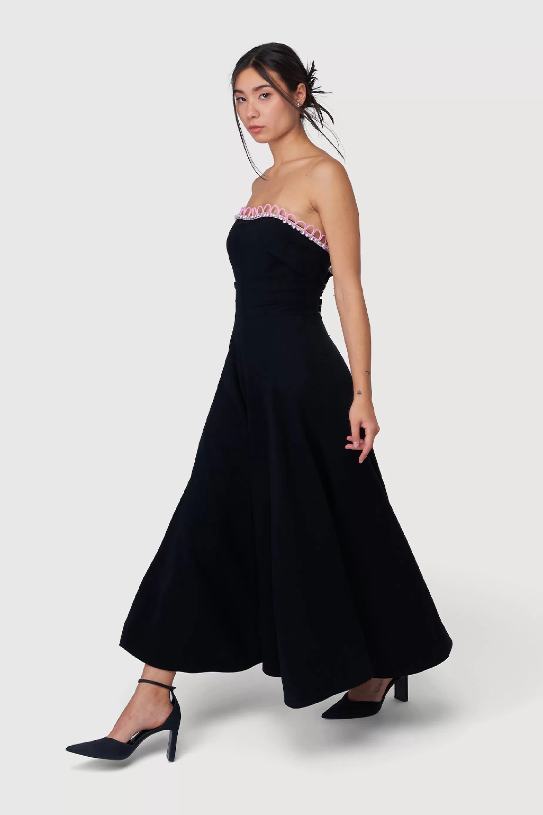 Evening Dresses<Nafsika Skourti Leo Cinderella Dress Black/Pink trim