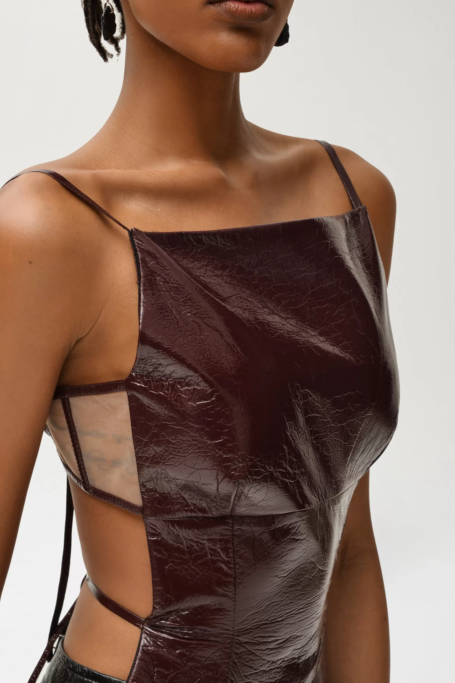 Tops<Nafsika Skourti Leo Top Leather Bordeaux Leather