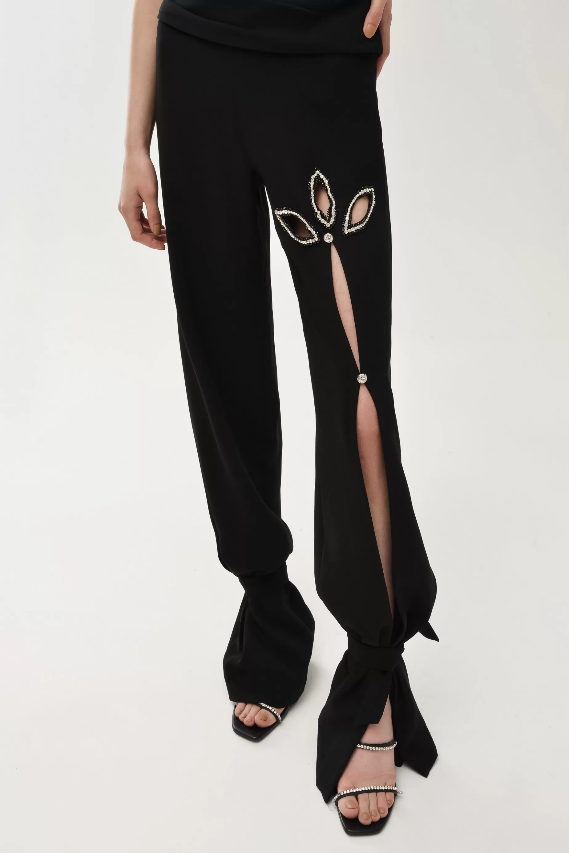 Trousers<Nafsika Skourti Lotus Crystal Trousers Black