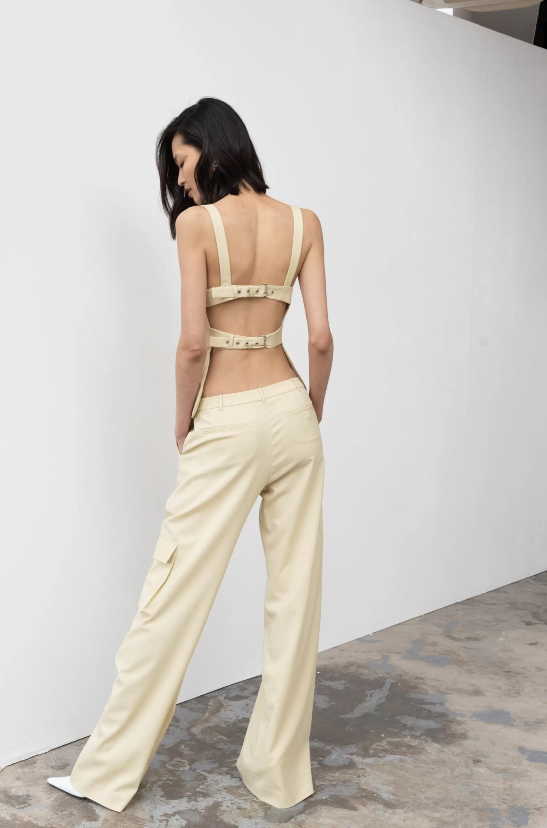 Trousers<Nafsika Skourti Low Waist Cargo Pants Pale Yellow