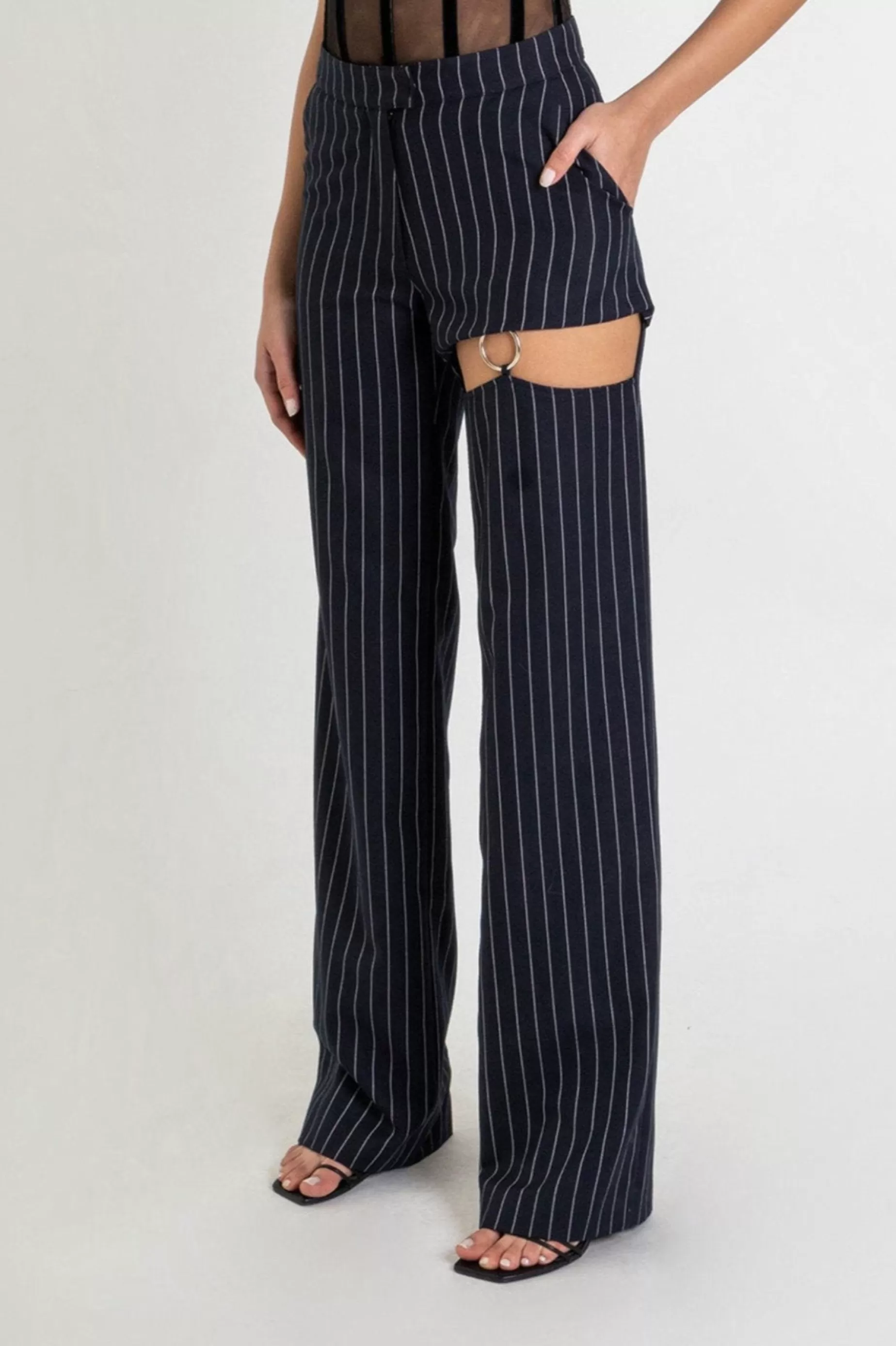 Trousers<Nafsika Skourti Naughty Trousers Navy Pinstripe