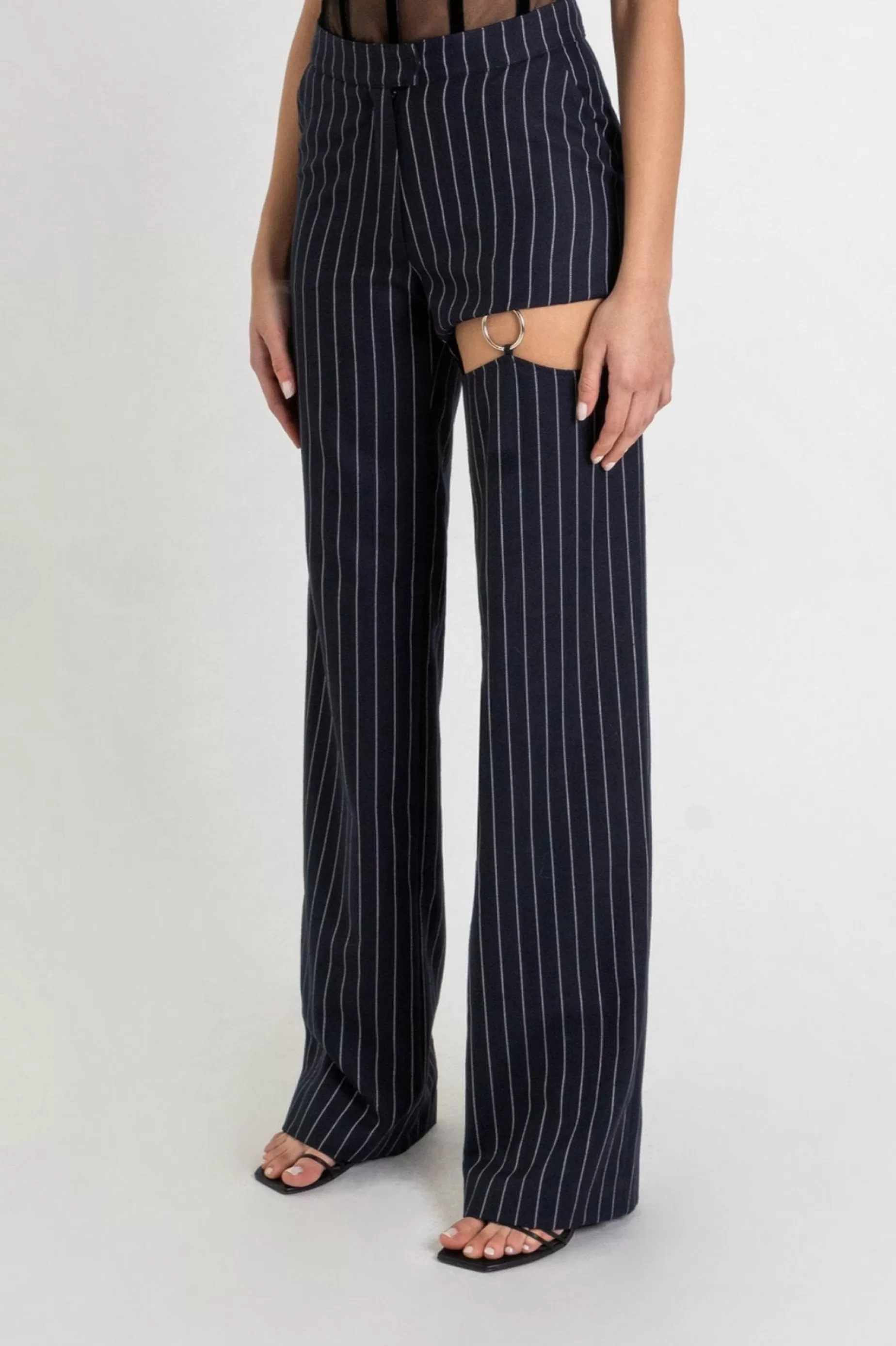 Trousers<Nafsika Skourti Naughty Trousers Navy Pinstripe