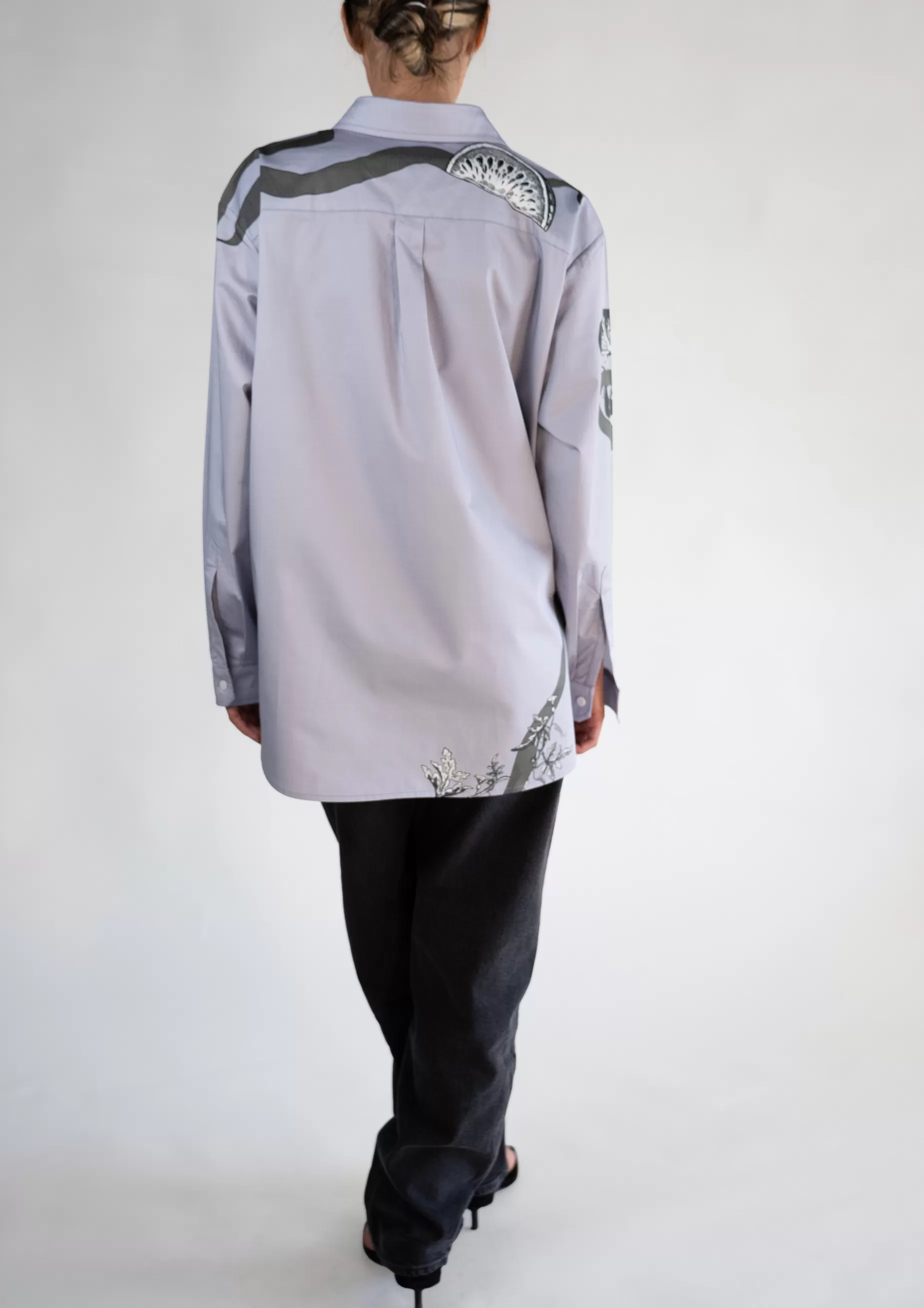Tops<Nafsika Skourti W/ Charcoal Green Oversized Classic Shirt Persian Violet