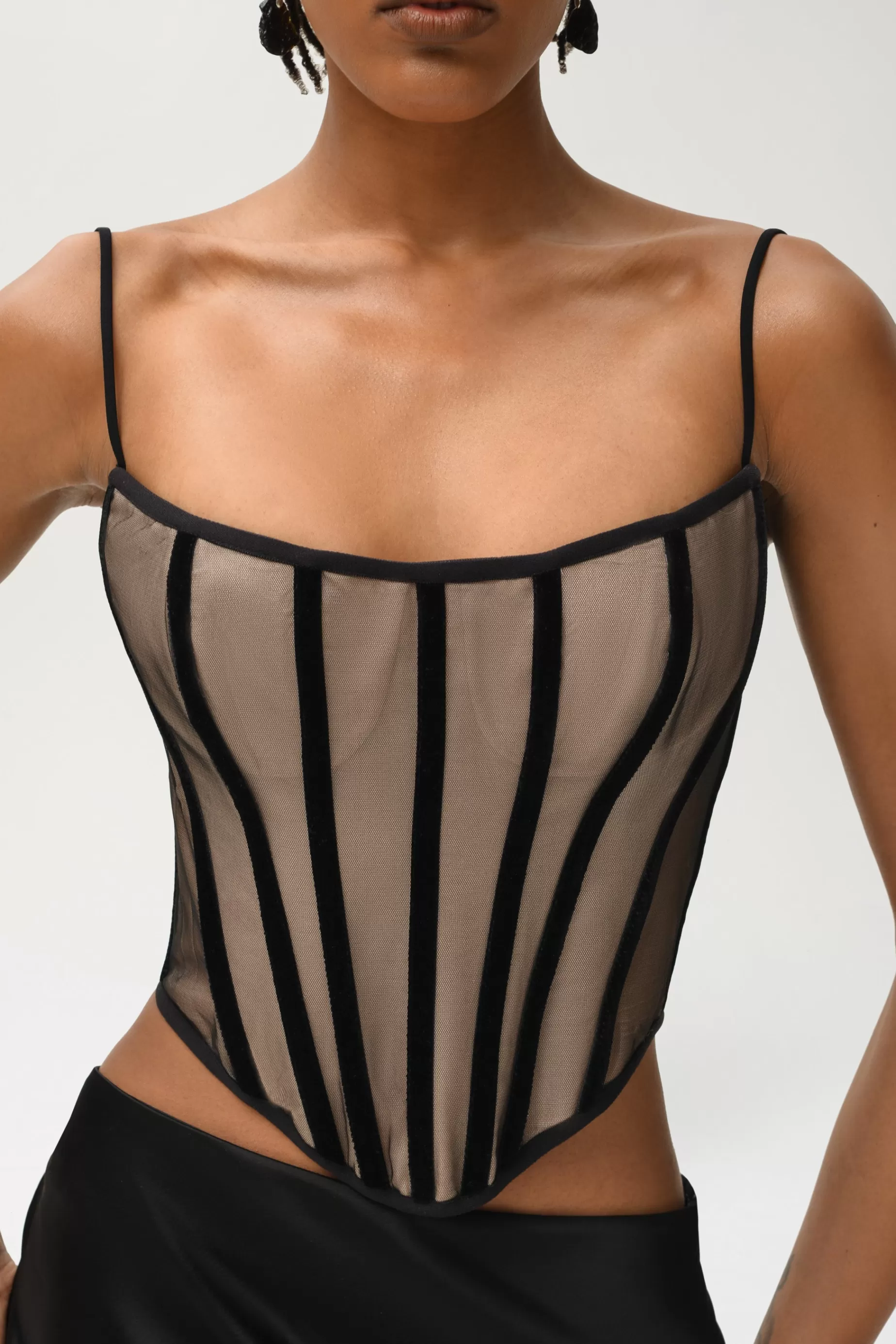 Tops<Nafsika Skourti Rishi Corset Top Nude/Black