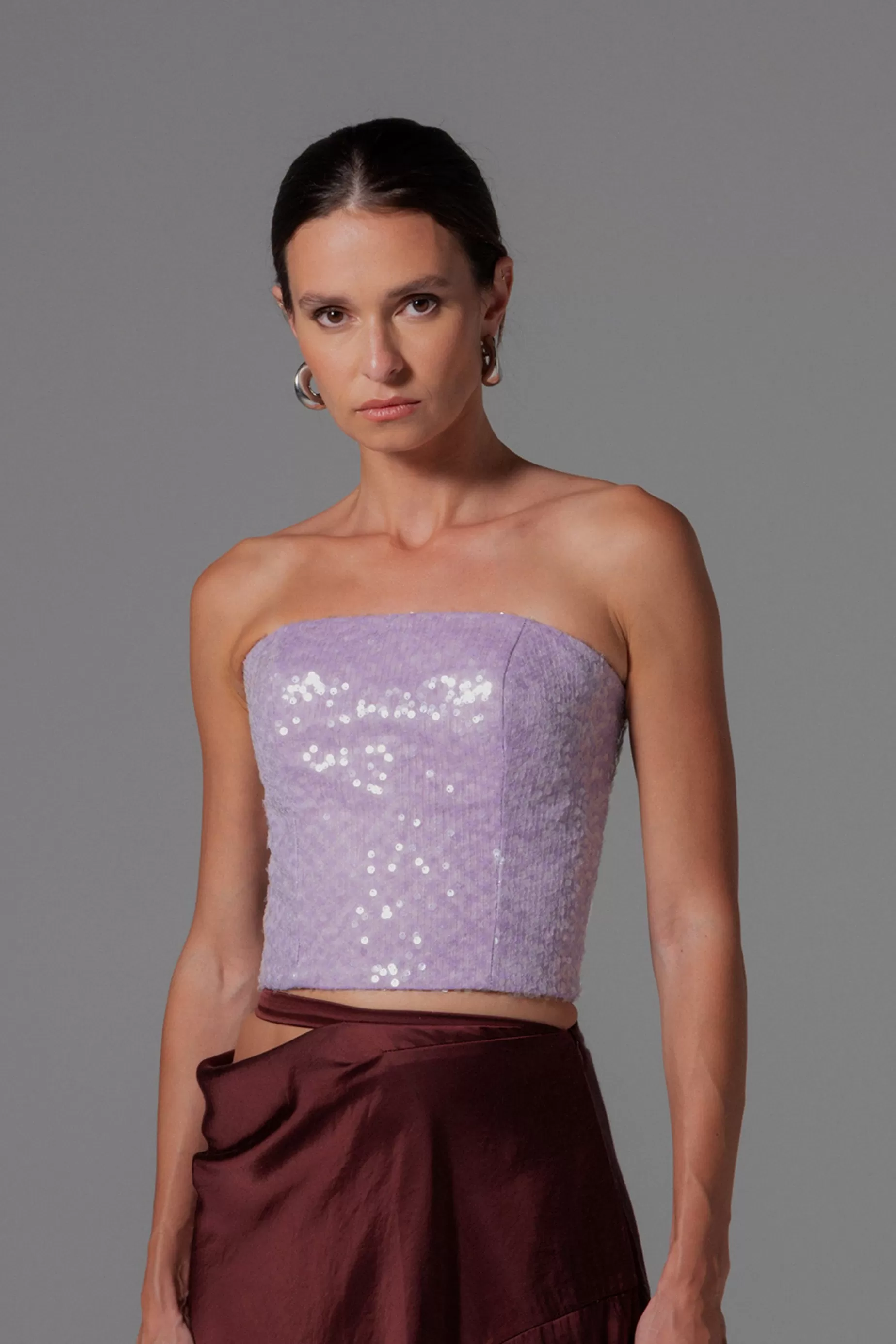 Tops<Nafsika Skourti Sequin Tube Top Lilac