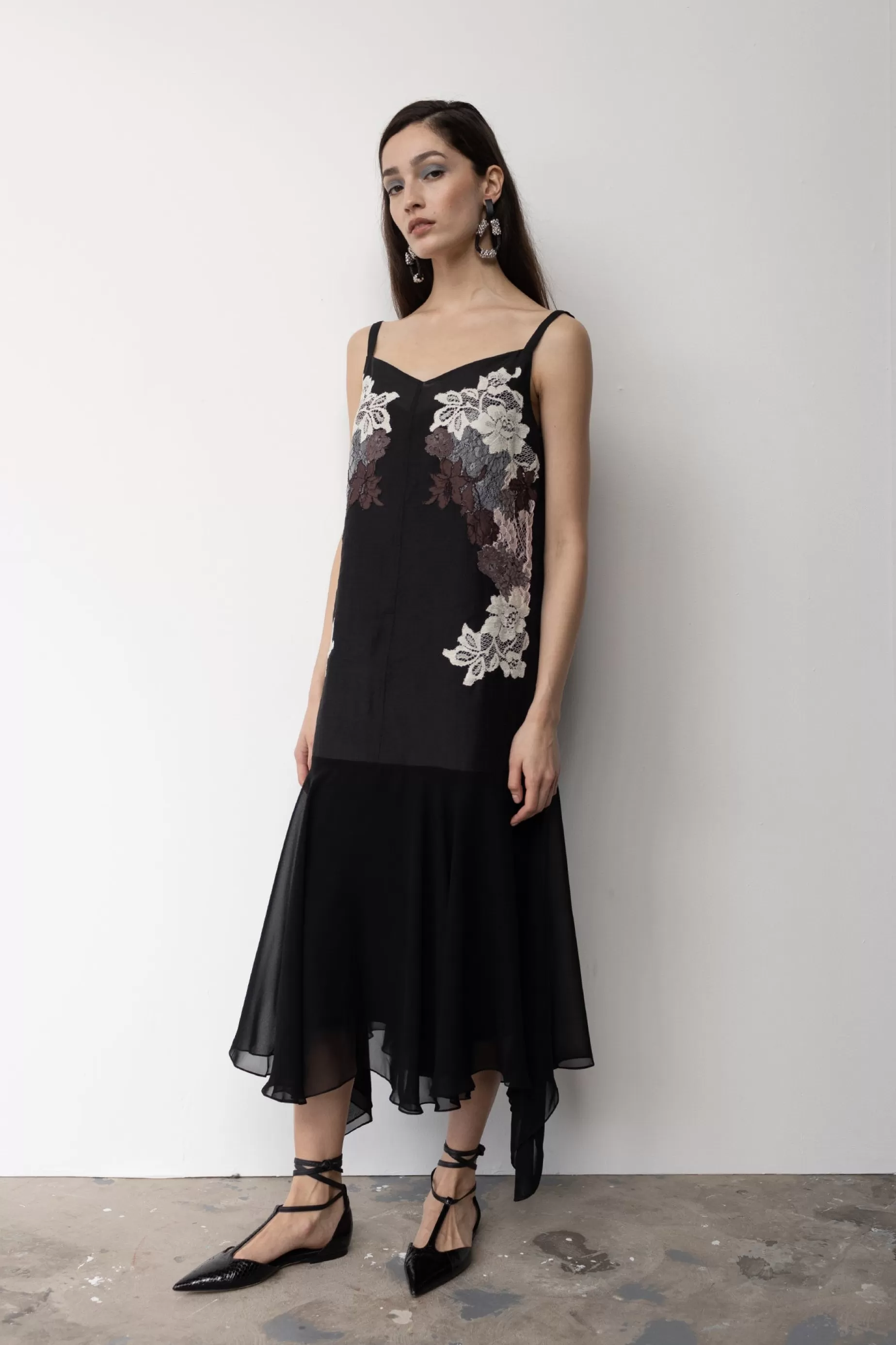 Casual Chic Dresses<Nafsika Skourti Shift Lace Midi Dress Black