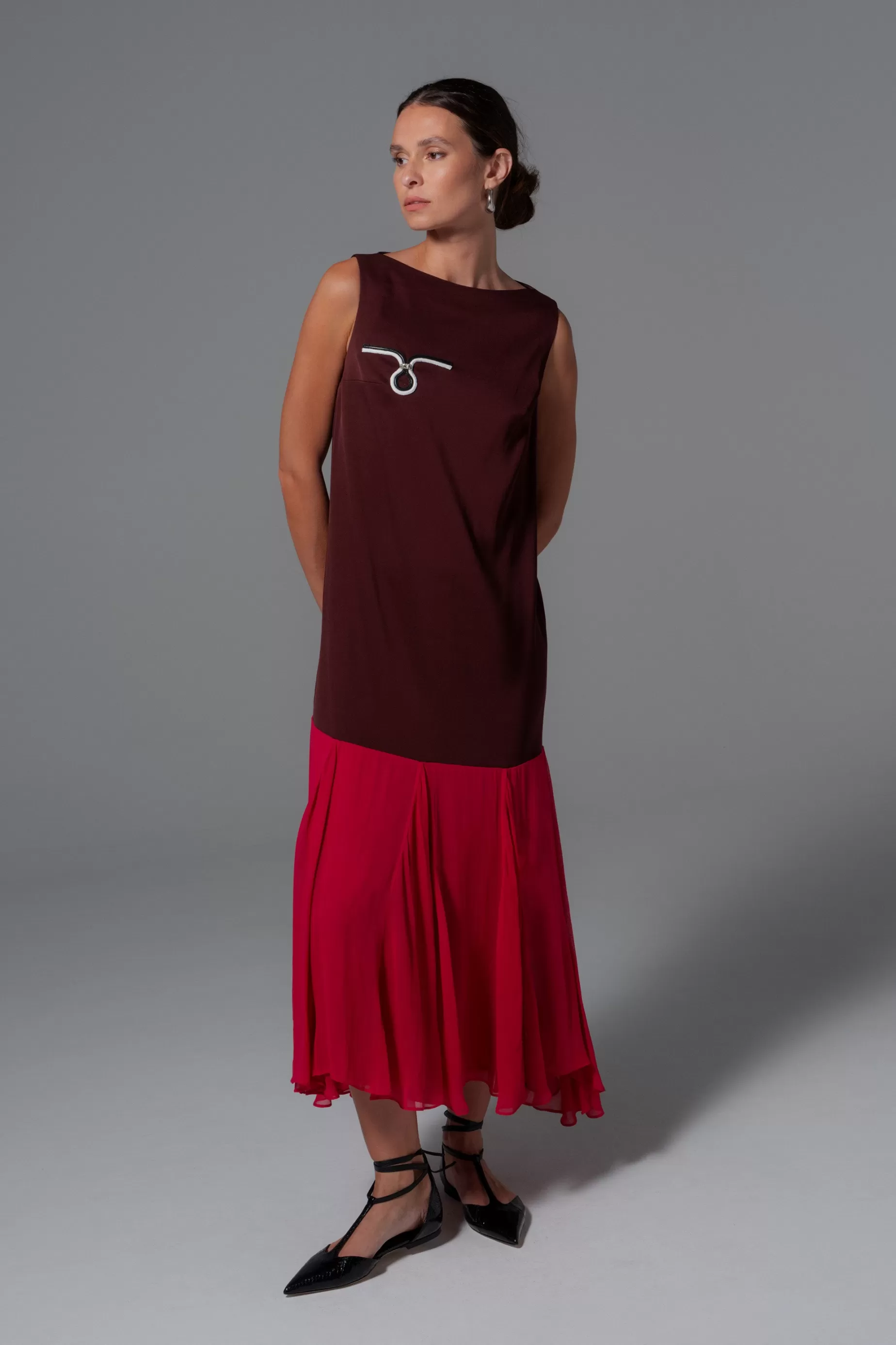 Casual Chic Dresses<Nafsika Skourti Square Shift Dress Bordeaux / Raspberry