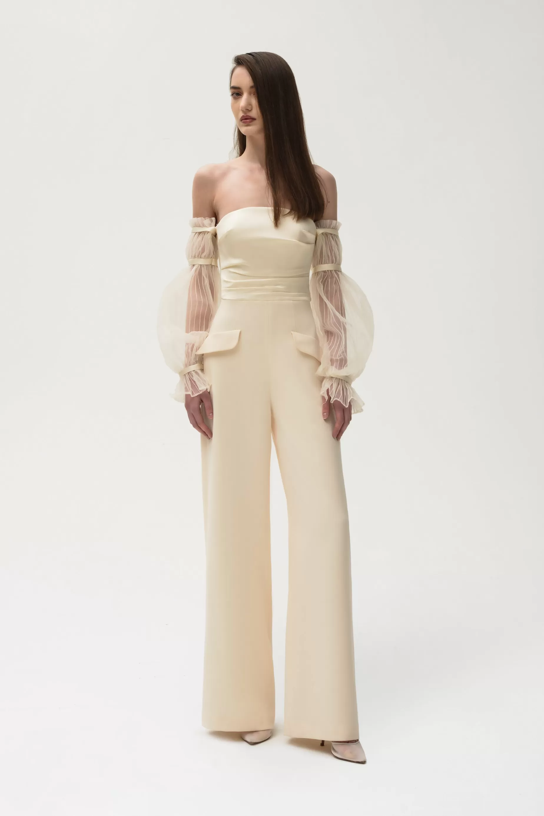 Jumpsuits<Nafsika Skourti Strapless Optimist Jumpsuit Cream