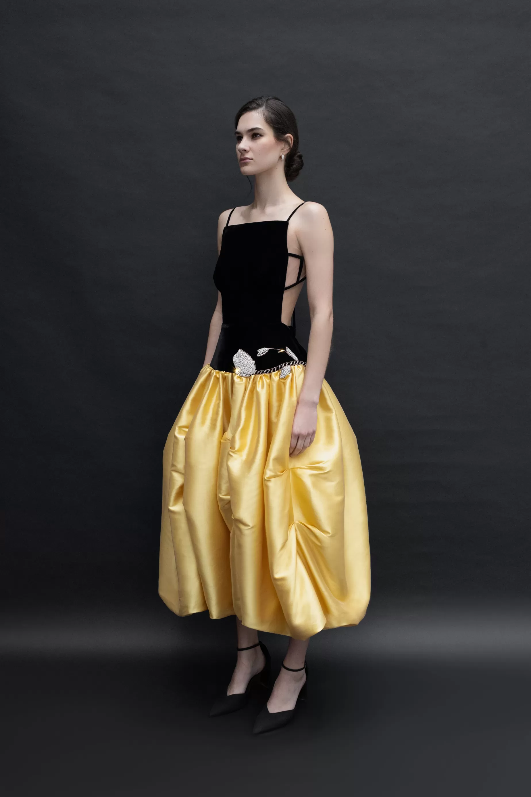 Evening Dresses<Nafsika Skourti The Eden Bloom Dress Black/Yellow