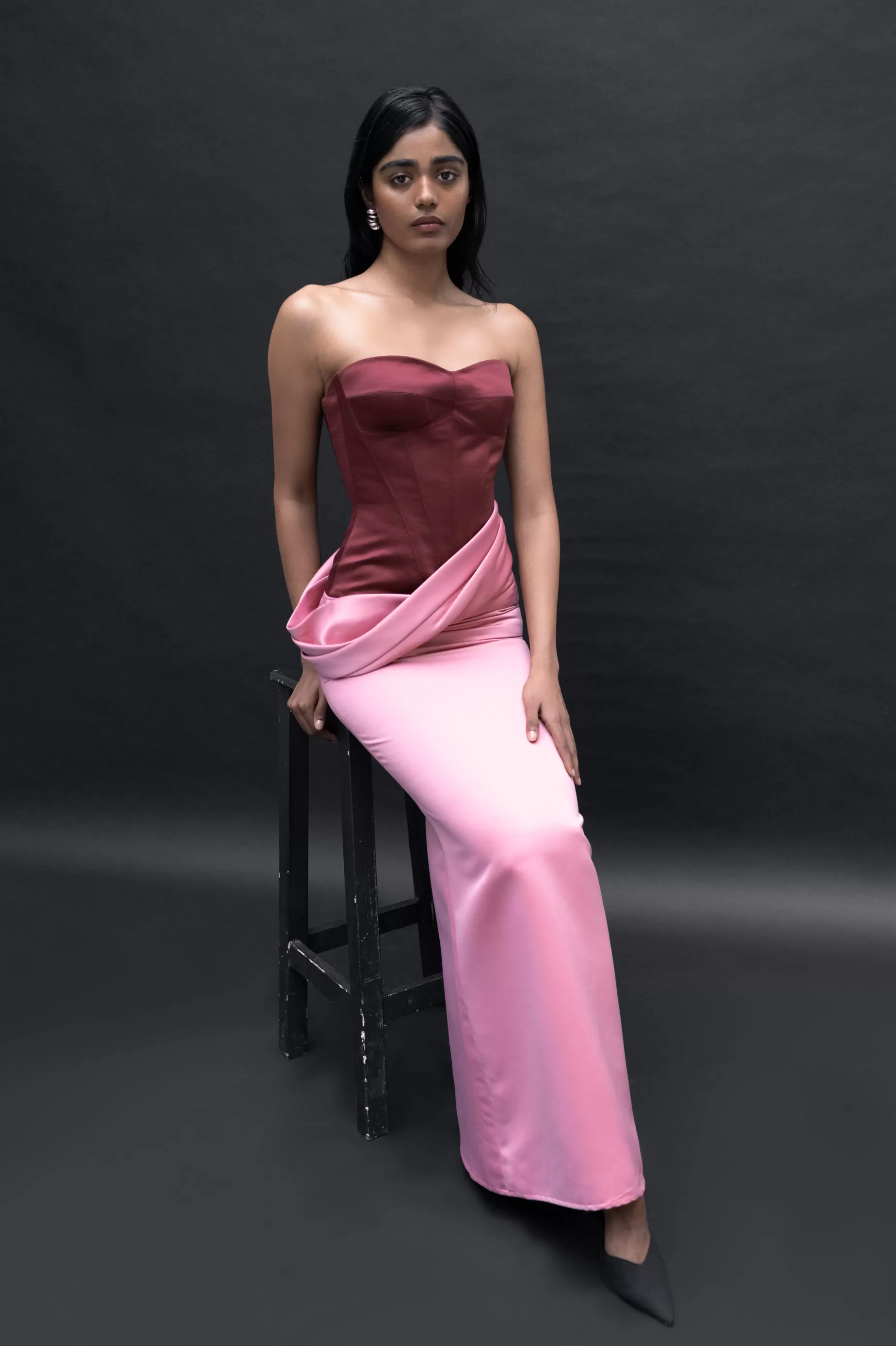 Evening Dresses<Nafsika Skourti The Two-Tone Undressed Gown Rose/Wine