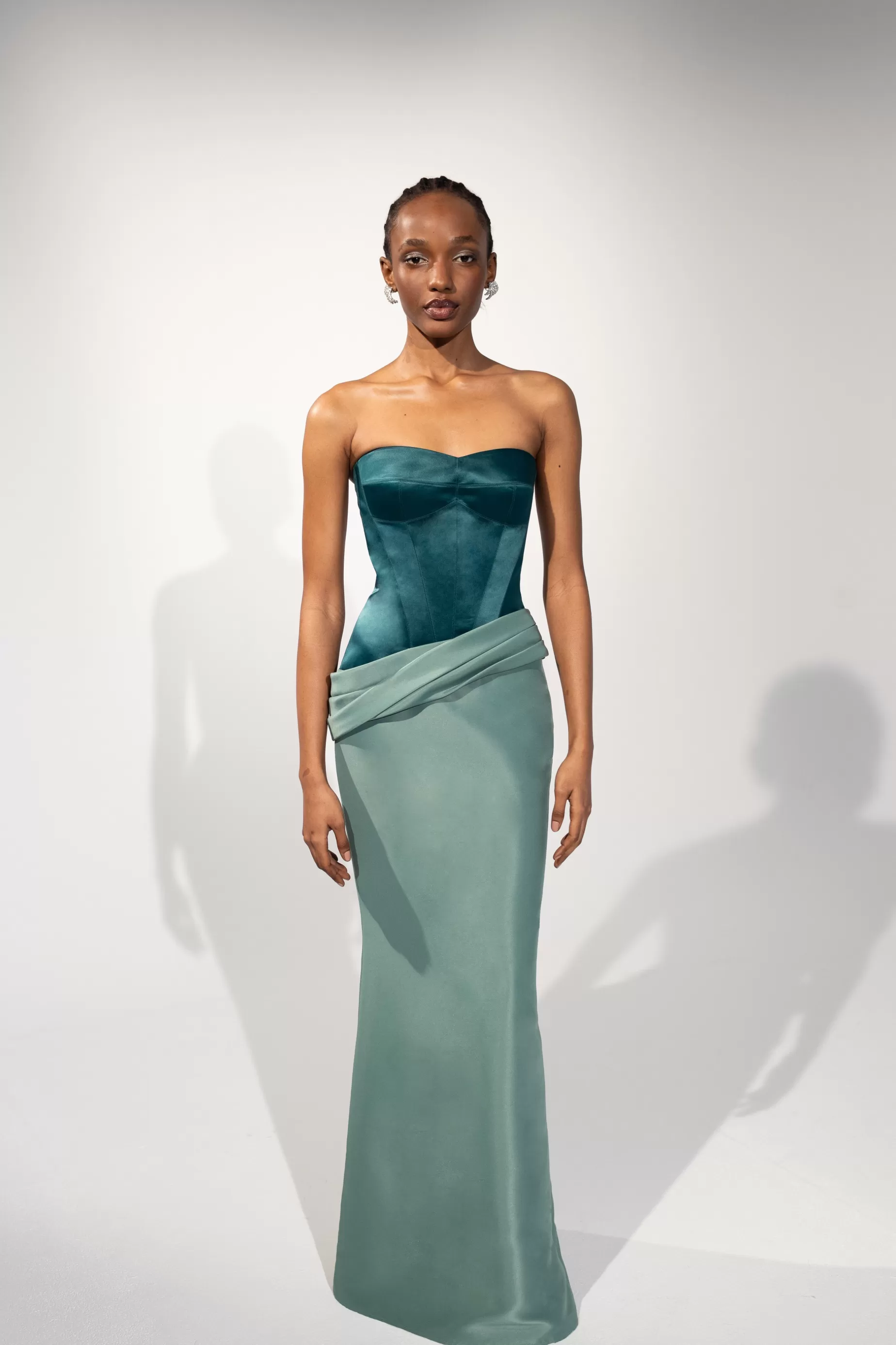 Evening Dresses<Nafsika Skourti The Two-Tone Undressed Gown Forest green/sage