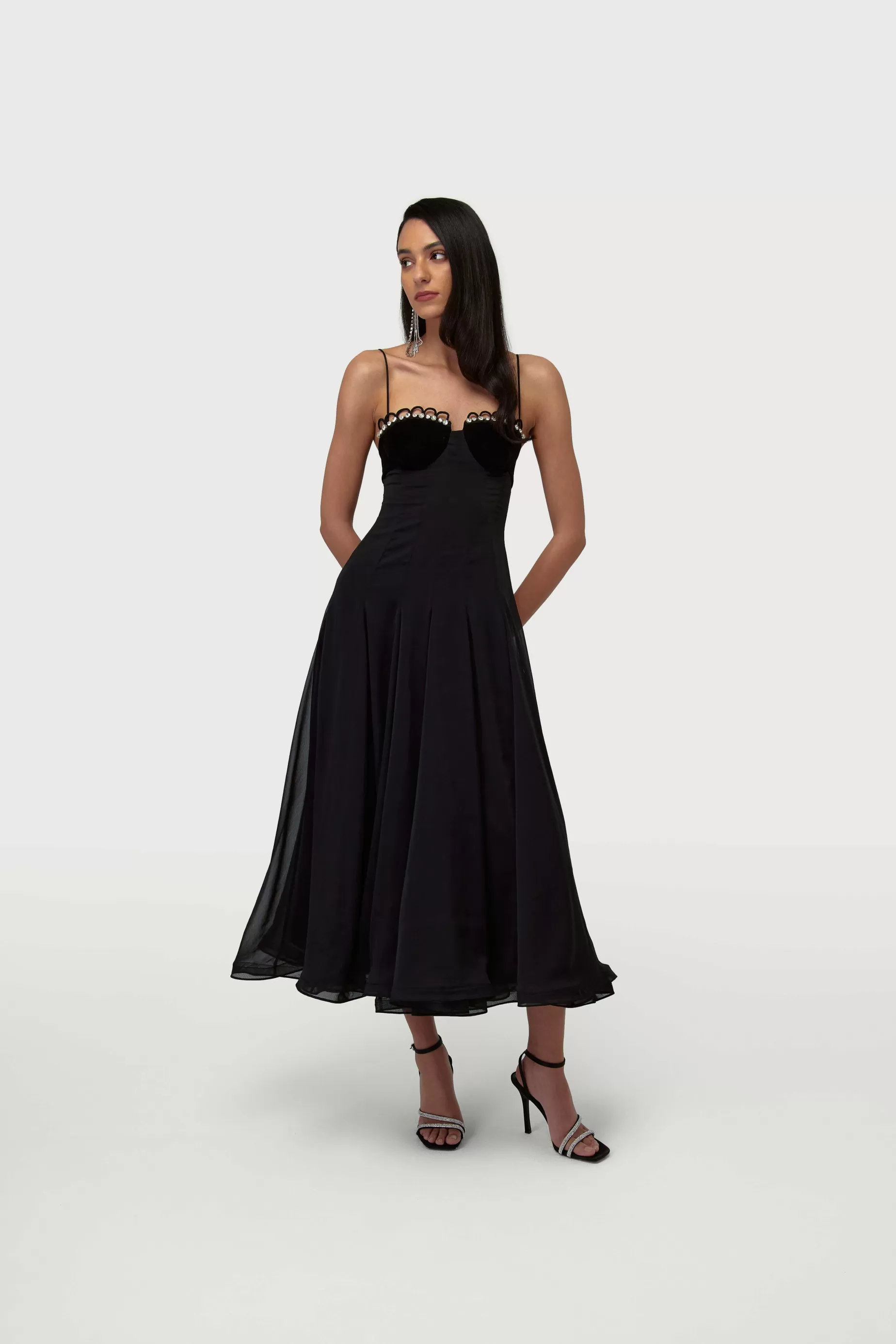 Evening Dresses<Nafsika Skourti Waltz Dress With Leo Trim Black