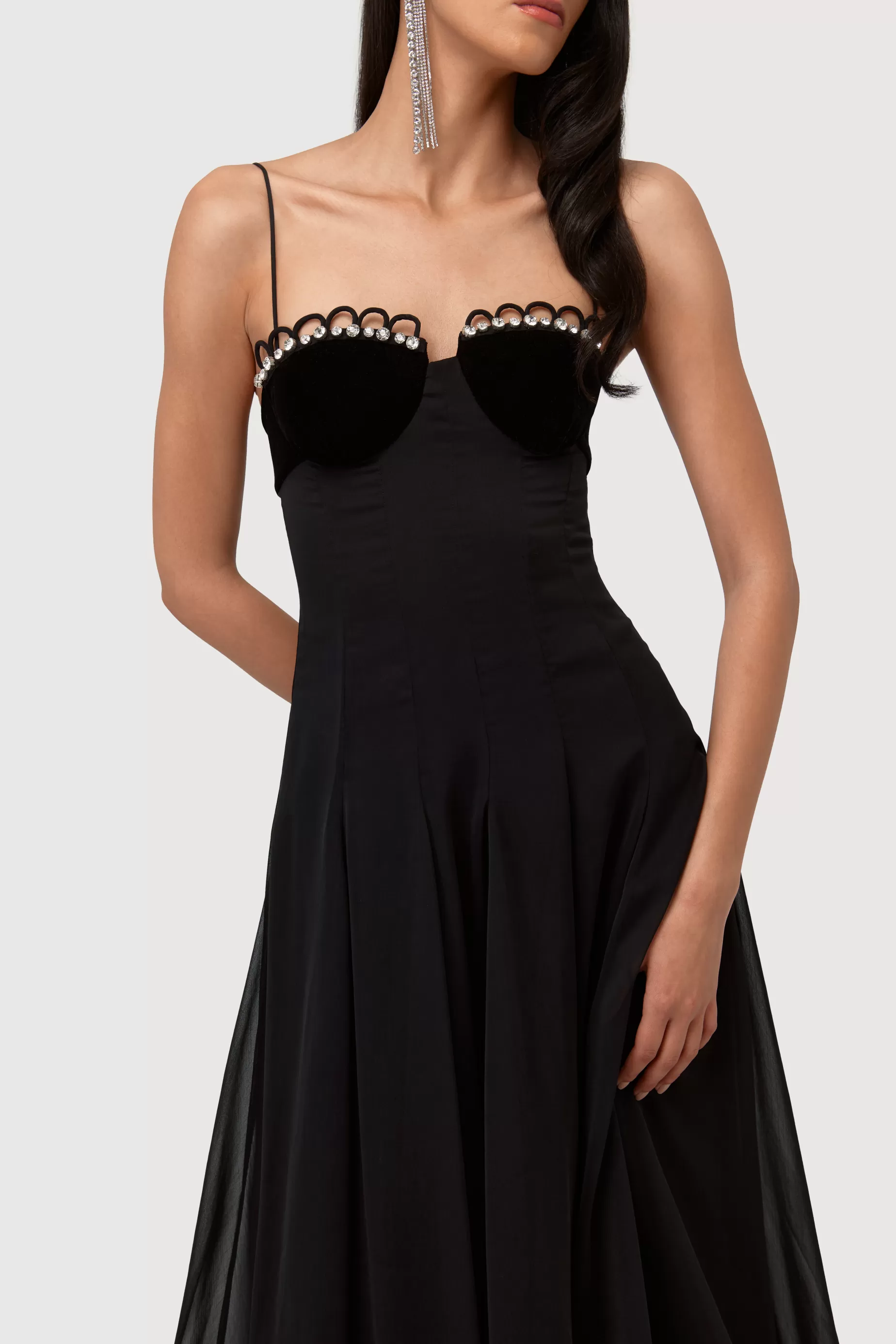 Evening Dresses<Nafsika Skourti Waltz Dress With Leo Trim Black