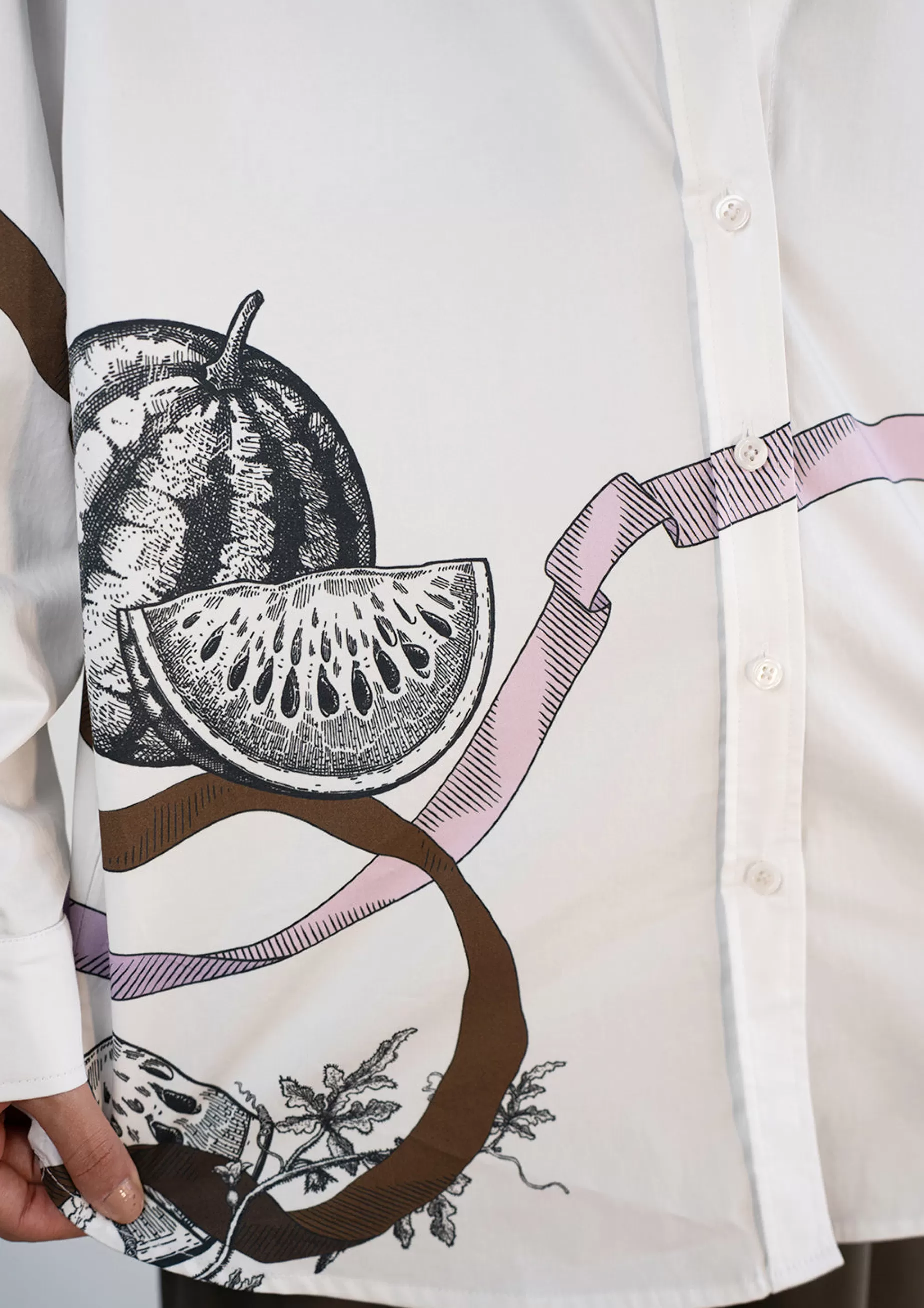 Tops<Nafsika Skourti With Green Ribbon Shade Oversized Classic Shirt White